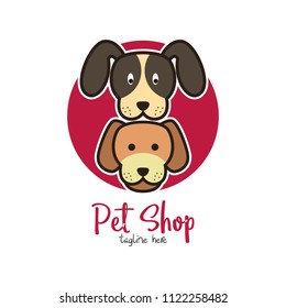 Pet shop, pet house, pet care emblem logo design template. Veterinary clinics and animal shelters homeless vector illustration with dog figure