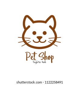 Pet shop, pet house, pet care emblem logo design template. Veterinary clinics and animal shelters homeless vector illustration with cat figure