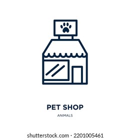 pet shop icon from animals collection. Thin linear pet shop, pet, animal outline icon isolated on white background. Line vector pet shop sign, symbol for web and mobile