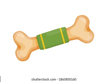 Pet shop icon. Decorative bone for dog. Pet accessory. Vector illustration in flat style clip art. Petshop supermarket