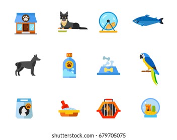 Pet shop icon set