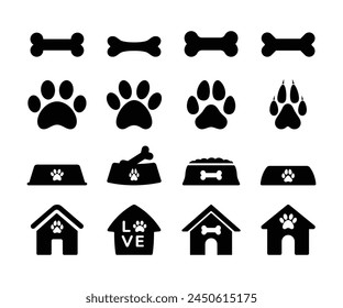 Pet shop icon set. Dogs and puppy icons.