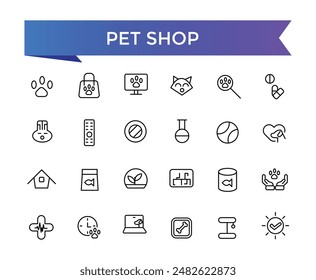 Pet Shop Icon set with editable stroke collection for web and ui. Line icons pack. Vector illustration.