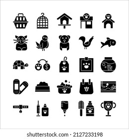 Pet Shop icon set vector solid for website, mobile app, presentation, social media.