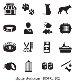Pet Shop Icons. Black Flat Design. Vector Illustration. 