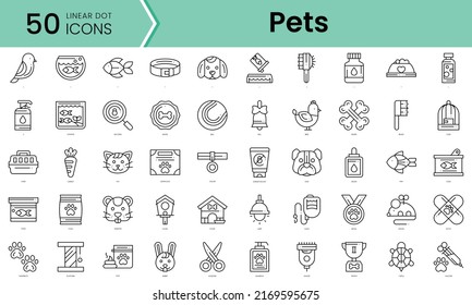 pet shop Icons bundle. Linear dot style Icons. Vector illustration