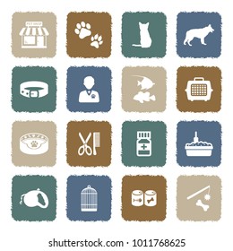 Pet Shop Icons. Grunge Color Flat Design. Vector Illustration.