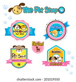  pet shop labels and stickers, collection dog and cat symbol