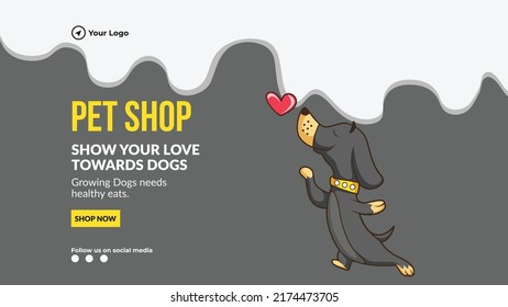 Pet shop landscape banner design template. 