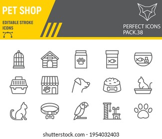 Pet Shop line icon set, pet store collection, vector graphics, logo illustrations, pet shop vector icons, animal signs, outline pictograms, editable stroke