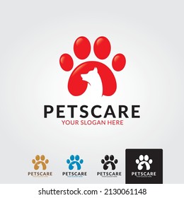 Pet shop logo. Animals cat, dog, parrot icon. Vector illustration