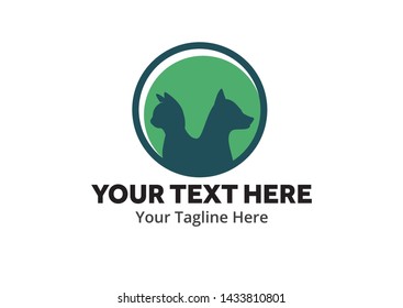 pet shop logo with cat and dog silhouette for pet shop or pet store business