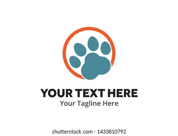 pet shop logo with cat foot print or paw silhouette for pet shop or pet store business