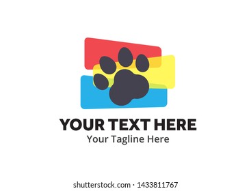 pet shop logo with cat foot print or paw silhouette for pet shop or pet store business