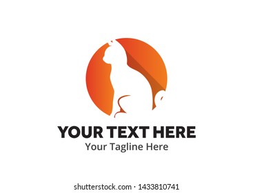 pet shop logo with cat silhouette for pet shop or pet store business