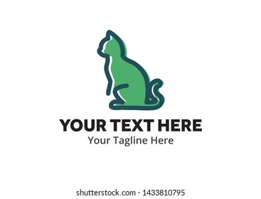 pet shop logo with cat silhouette for pet shop or pet store business