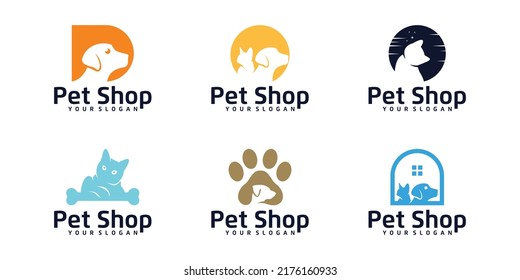 Pet shop logo collection collection, Pet house logo design inspiration