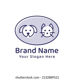 pet shop logo. cute cartoon cat and dog logo design