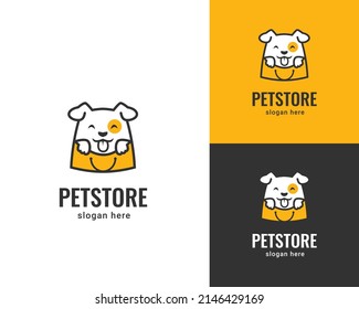 pet shop logo with cute dog template
