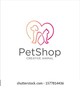 Pet Shop Logo . Pet logo design . Dog cat logo . Animal Pet Care Logo,Pet House,Vet , Store , Pet Health 