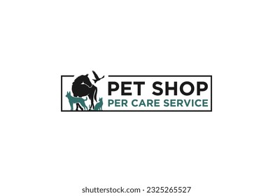 Pet shop logo design horse dog cat bird silhouette icon symbol