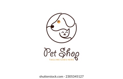 Diseño del logotipo de la tienda de mascotas en estilo monolítico
