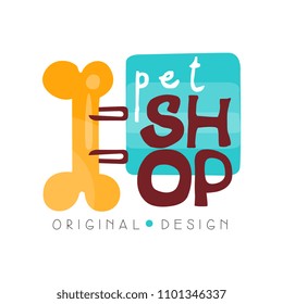 Pet shop logo design template, pets care and goods for animals badge vector Illustration on a white background