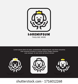 PET SHOP LOGO DESIGN TEMPLATE WITH DOG AND CROWN CONCEPT.MODERN MINIMALIST AND SIMPLE ELEGANT DESIGN.