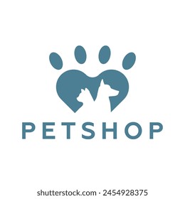 Logotipo de tienda de mascotas. Icono de perro y gato. Logo de Vector, emblema, Elementos de diseño de etiqueta para tienda de mascotas, tienda de zoológicos