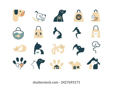 Pet Shop Logo Icon Element Set