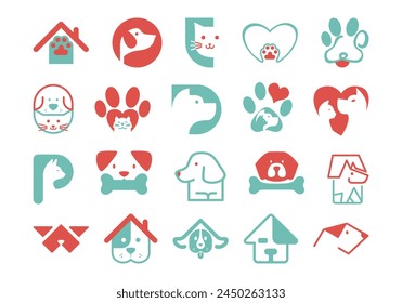 Pet Shop Logo Symbol Element Set