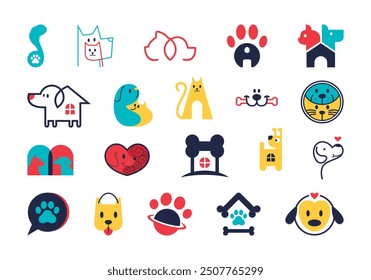 Pet Shop Logo Icons Element Set