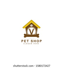 Pet Shop Logo With Initial Letter v, Design Vector Illustration Pet Shop Logo Template