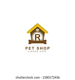 Pet Shop Logo With Initial Letter r, Design Vector Illustration Pet Shop Logo Template