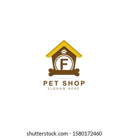 Pet Shop Logo With Initial Letter f, Design Vector Illustration Pet Shop Logo Template