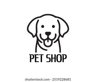 Logotipo de tienda de mascotas con Ilustración vectorial de estilo de arte de línea