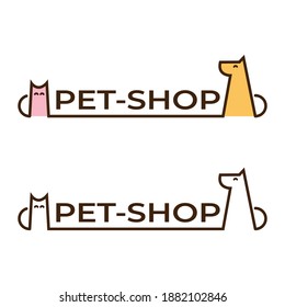 pet shop logo linear, dog and cat