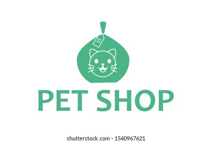 Pet shop logo with Shoping bag element-vector