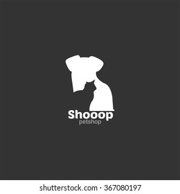 Pet shop logo silhouette. vector logo design template. 