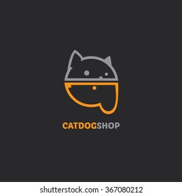 Pet shop logo silhouette. vector logo design template. 