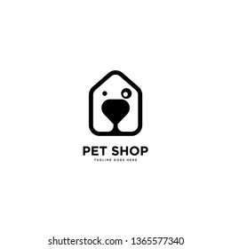 Pet Shop logo simple line logo template vector illustration - Vector