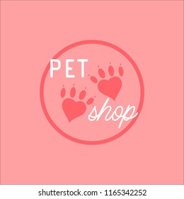 Pet Shop Logo Template Design Vector. Paw like heart, pet love and care symbol logotype