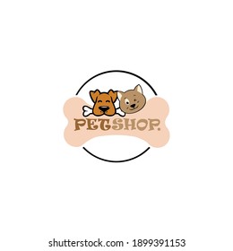 Pet shop logo template. label design elements for pet shop, zoo shop, pets care and goods for animals.