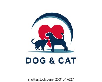 Pet Shop logo template with modern animal icons featuring a dog and cat. Ideal for stores, veterinary clinics, shelters, or related businesses