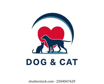 Pet Shop logo template with modern animal icons featuring a dog and cat. Ideal for stores, veterinary clinics, shelters, or related businesses