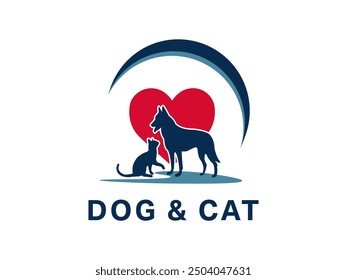 Pet Shop logo template with modern animal icons featuring a dog and cat. Ideal for stores, veterinary clinics, shelters, or related businesses