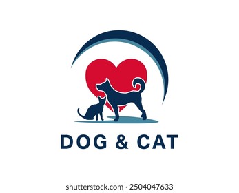 Pet Shop logo template with modern animal icons featuring a dog and cat. Ideal for stores, veterinary clinics, shelters, or related businesses