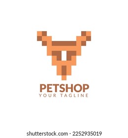 pet shop logo template in pixel style design