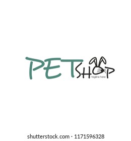 Pet shop logo template with rabbit  ears