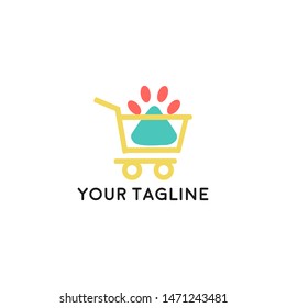 Pet shop logo template. Pet shop or store signboard. icon illustration with the concept of pet care